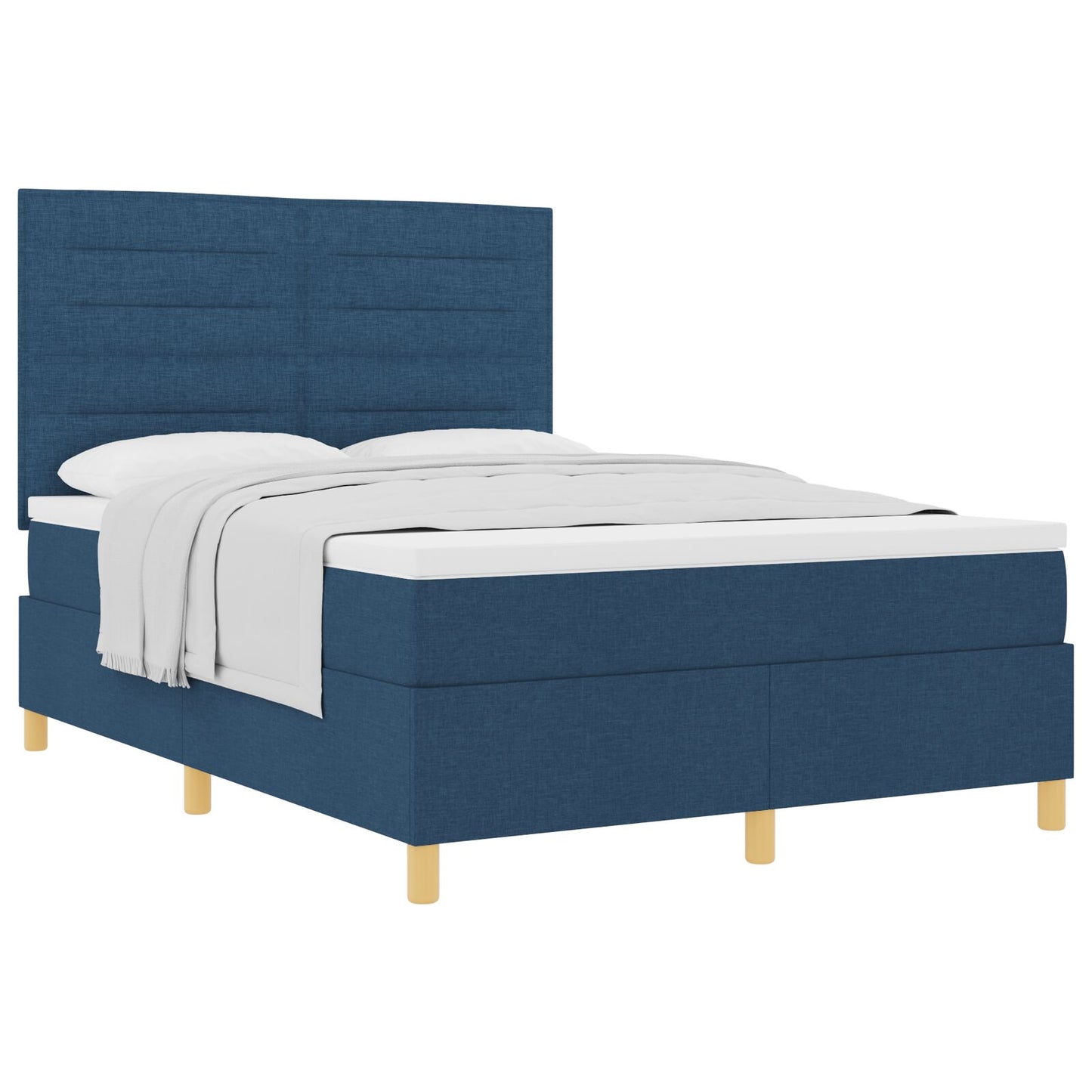 Boxspring Bed Met Matras Blauw 160X200 Cm Stof Blauw