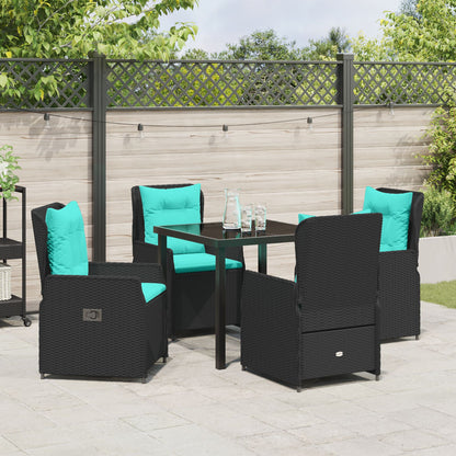 5-Delige Tuin Eetset - Zwart Poly Rattan