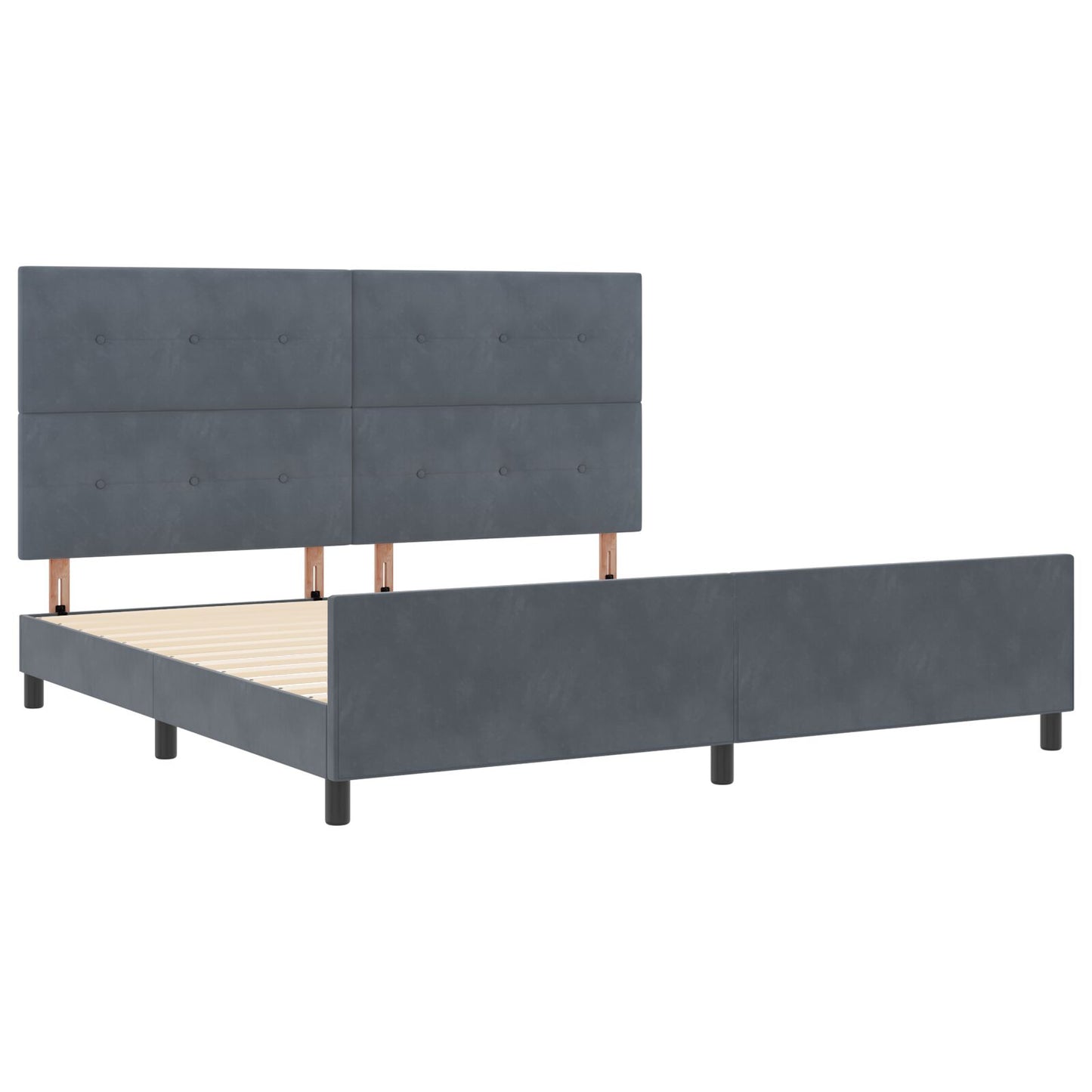 Bed Frame Donkergrijs 200X200 Cm Velvet Crème