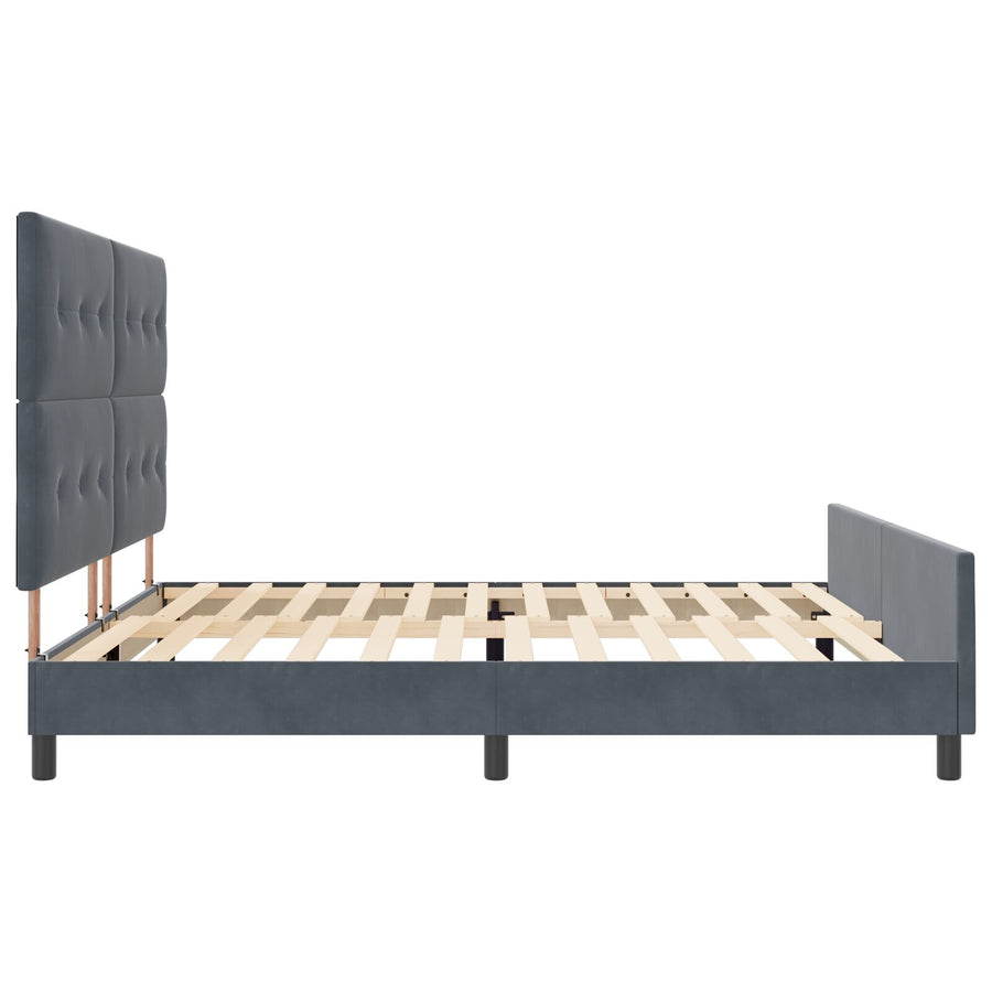Bed Frame Donkergrijs 200X200 Cm Velvet Crème