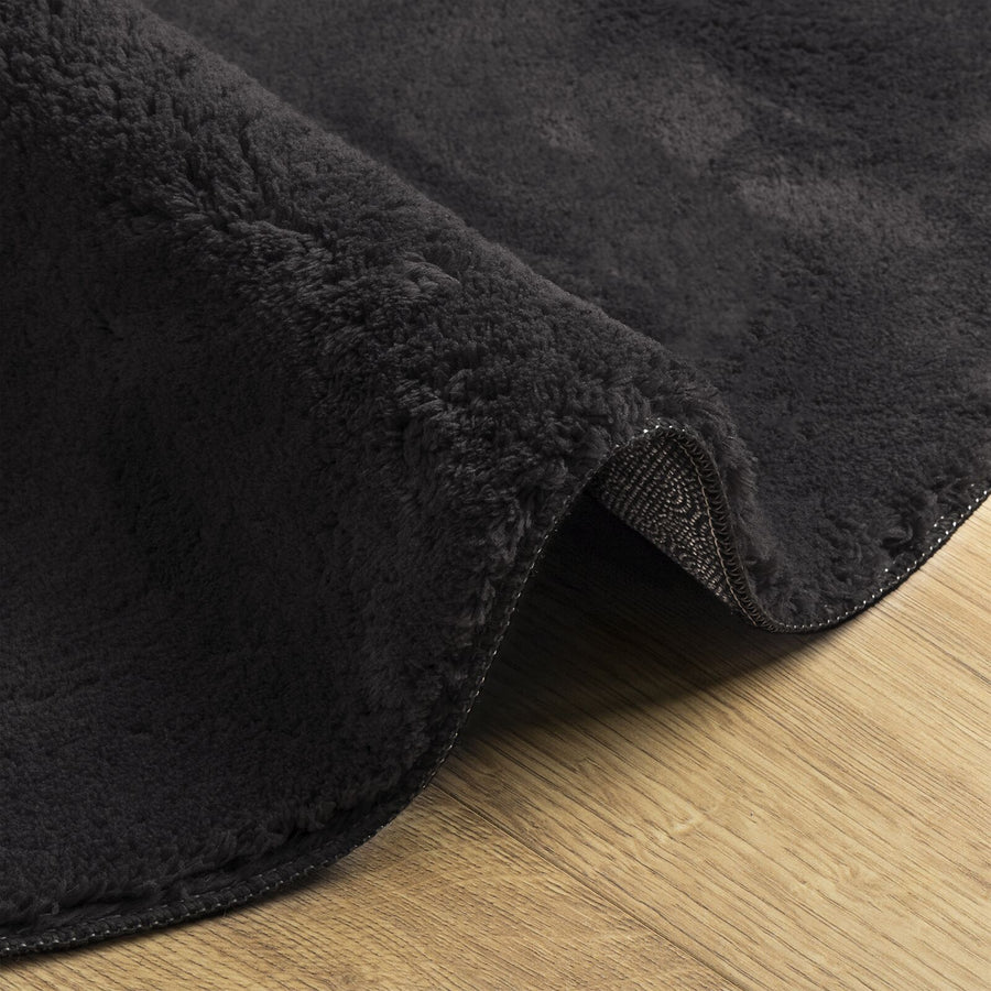 Vloerkleden Polyester Decoratieve Inzetstukken Zwart 100 x 200 cm Ovaal-golfrand
