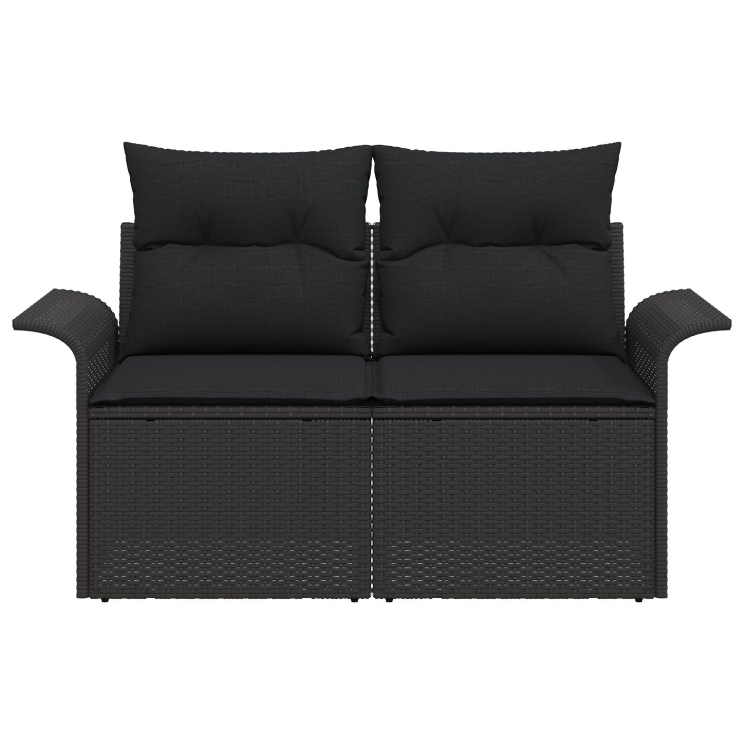 2-Zits Tuin Sofa & Kussens Poly Rattan Zwart met opslag