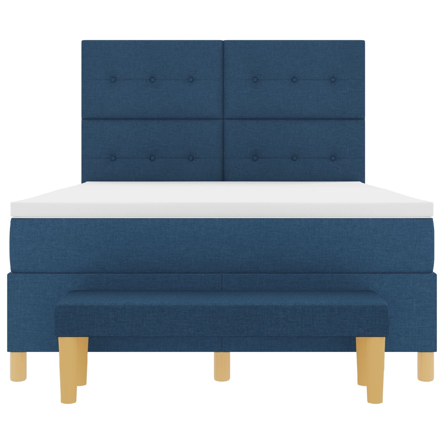 Boxspring Bed Met Matras & Bank Stof Blauw 160 x 200 cm Knopen geplooid