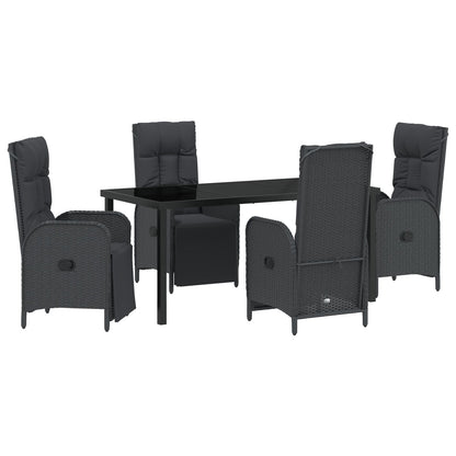5-Delige Tuin Eet Set Met Kussens Zwart Poly Rattan
