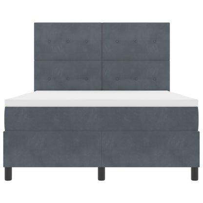 Boxspringbed Met Matras Donkergrijs 140X190 Cm Fluweel Blauw