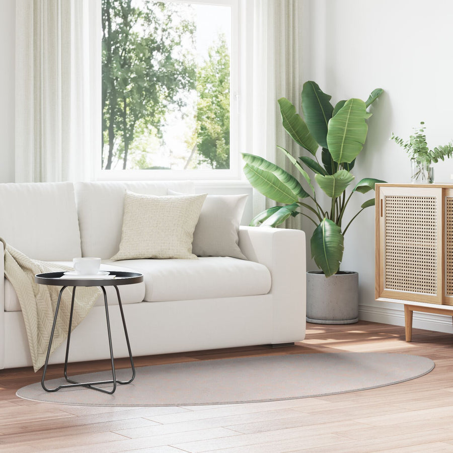 Tapijt 'Huarte' Korte Stapel Zacht En Wasbaar Zand 100 x 200 cm Ovaal-Asymmetrisch