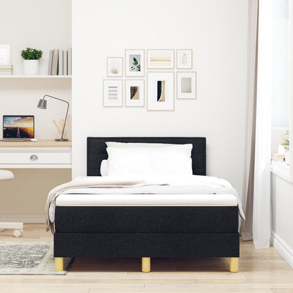 Boxspring Bed Met Matras Zwart 120X190 Cm Stof Blauw