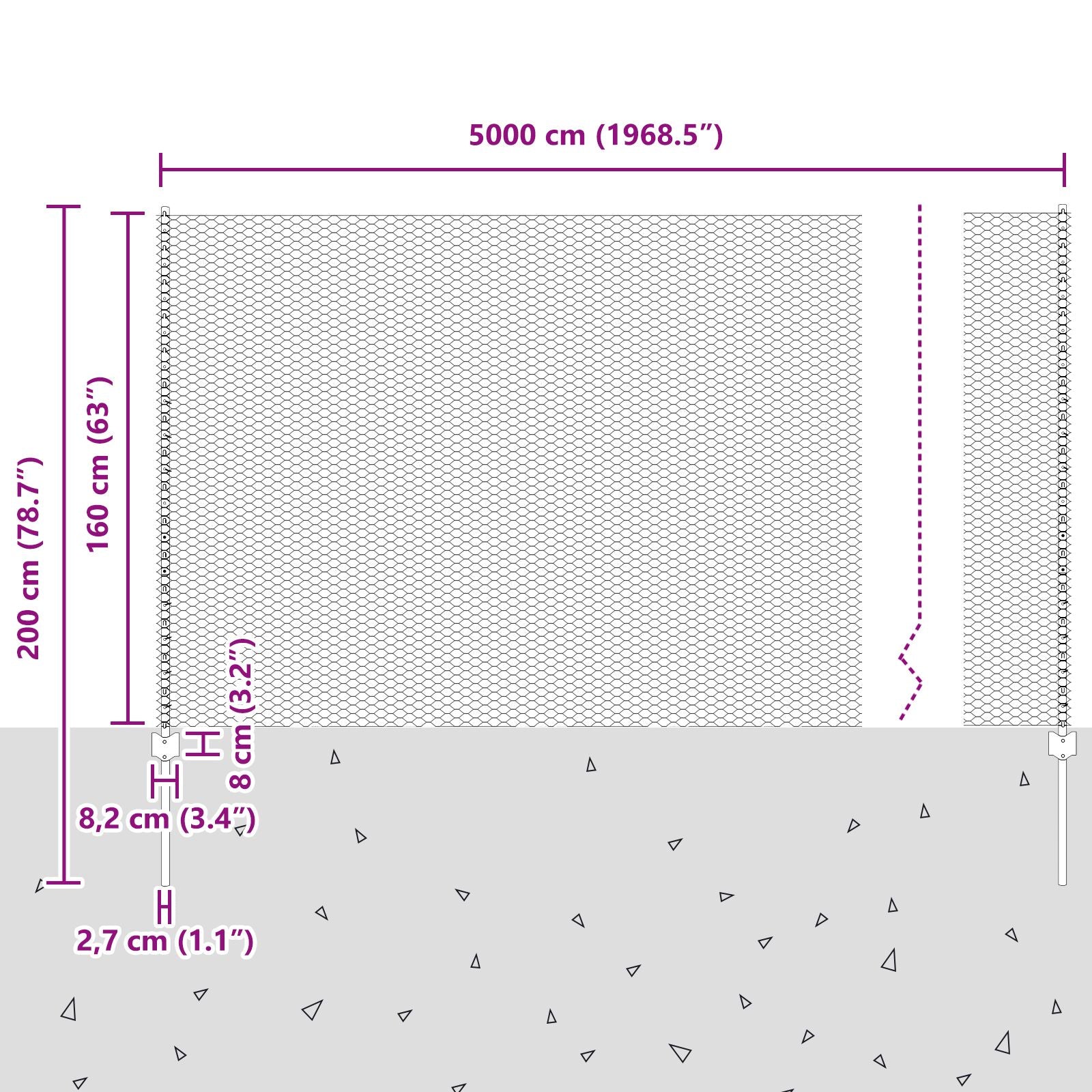 Hekpalen 22 Stuks U-Channel Grijs 160 Cm Staal,  Hexagonaal Hek Grijs 1.6X50 M Staal