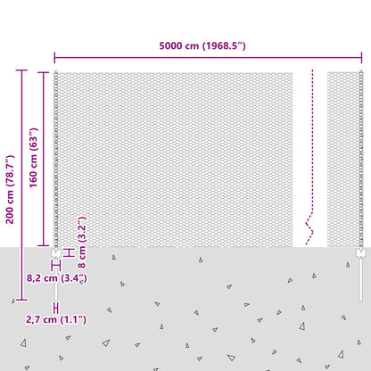 Hekpalen 22 Stuks U-Channel Grijs 160 Cm Staal,  Hexagonaal Hek Grijs 1.6X50 M Staal