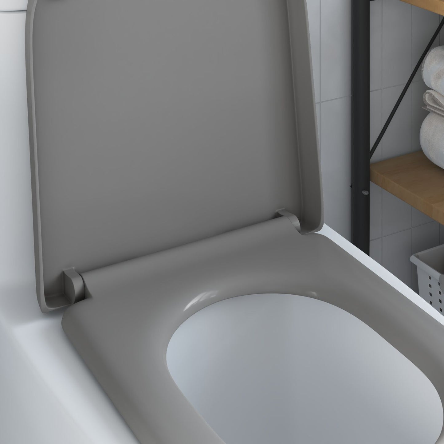 Snelle Verwijderings Toiletzitting Met Zachte Sluiting Duroplast Grijs