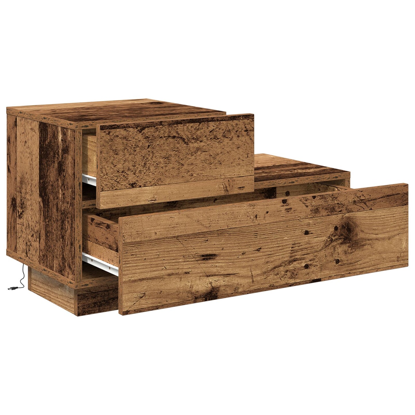 Nachtkastje Met Led-Verlichting 100X36X49 Cm Oude Hout
