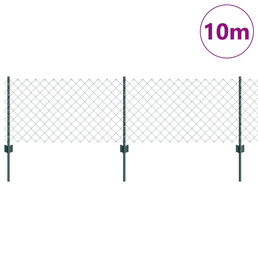 Kettinglinkhek Met 10 U-Posten Groen 0.6X10 M Staal