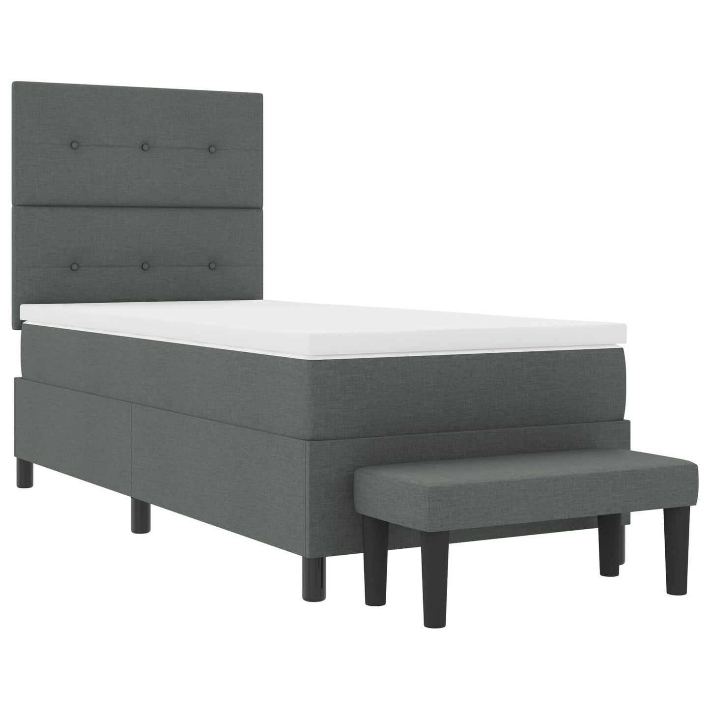Boxspring Bed Met Matras & Bank Stof Donkergrijs 80 x 200 cm Knop gestikte