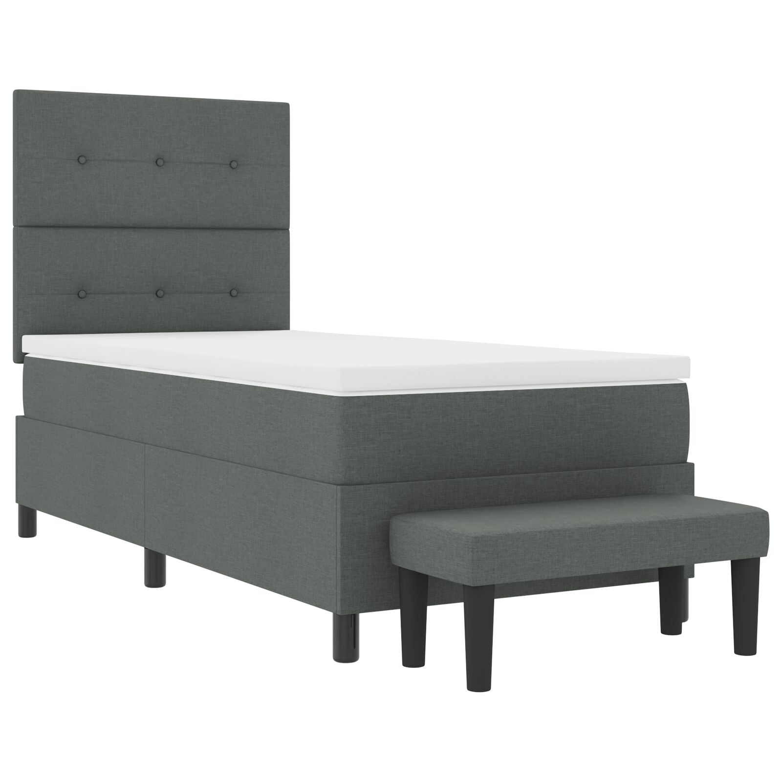 Boxspring Bed Met Matras & Bank Stof Donkergrijs 80 x 200 cm Knop gestikte