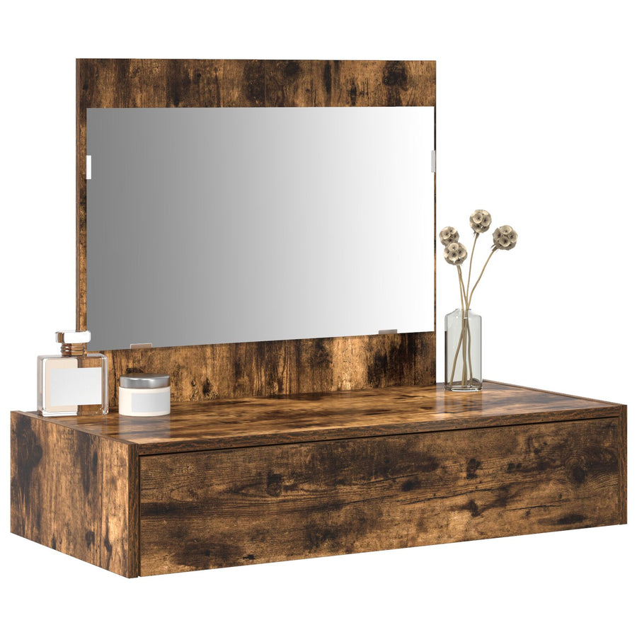 Wandhangende Kaptafel 83 x 40 x 70 cm Gerookt eiken zonder LED
