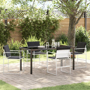 Tuin eettafelset 5-delig wit staal Textileen