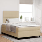 Box spring bed Light gray and white. 120 x 190 cm Cotton Fabric