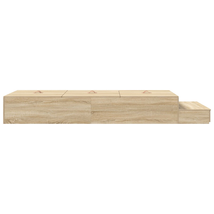 Opbergbedframe Sonoma Eiken Bewerkt Hout 236,5 X 100 X 31,5 Cm Artisanaal Eiken