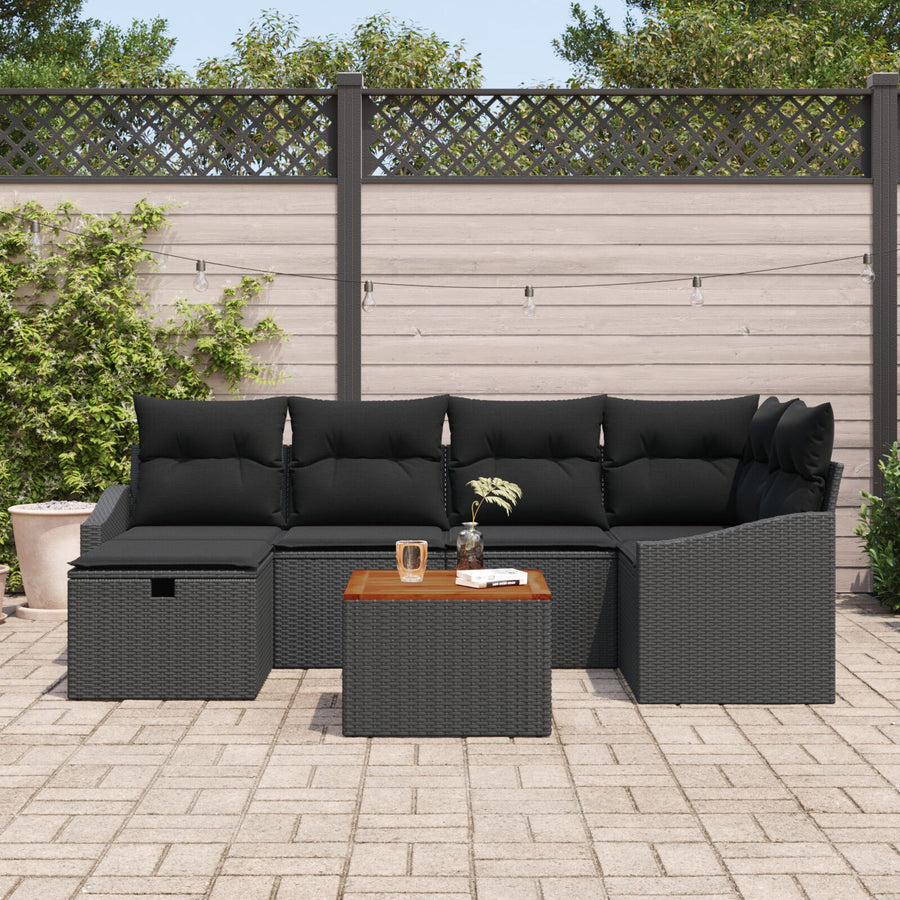 Tuin Sofa Set 7-Delig Zwart Wit