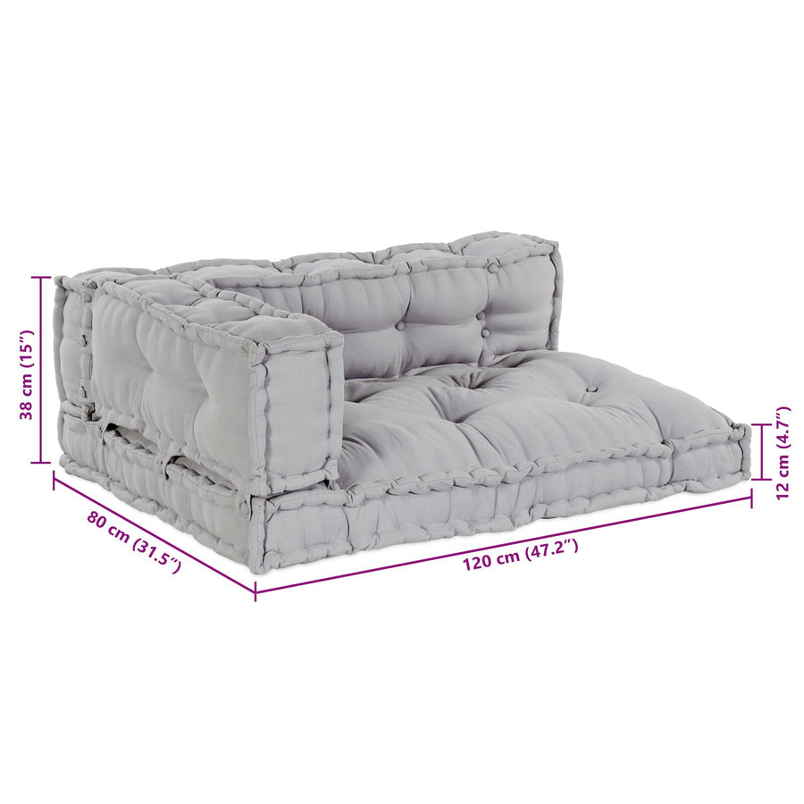 Pallet Sofa Kussen Met Arm- En Rugsteun - Stof Grijs 3x kussens