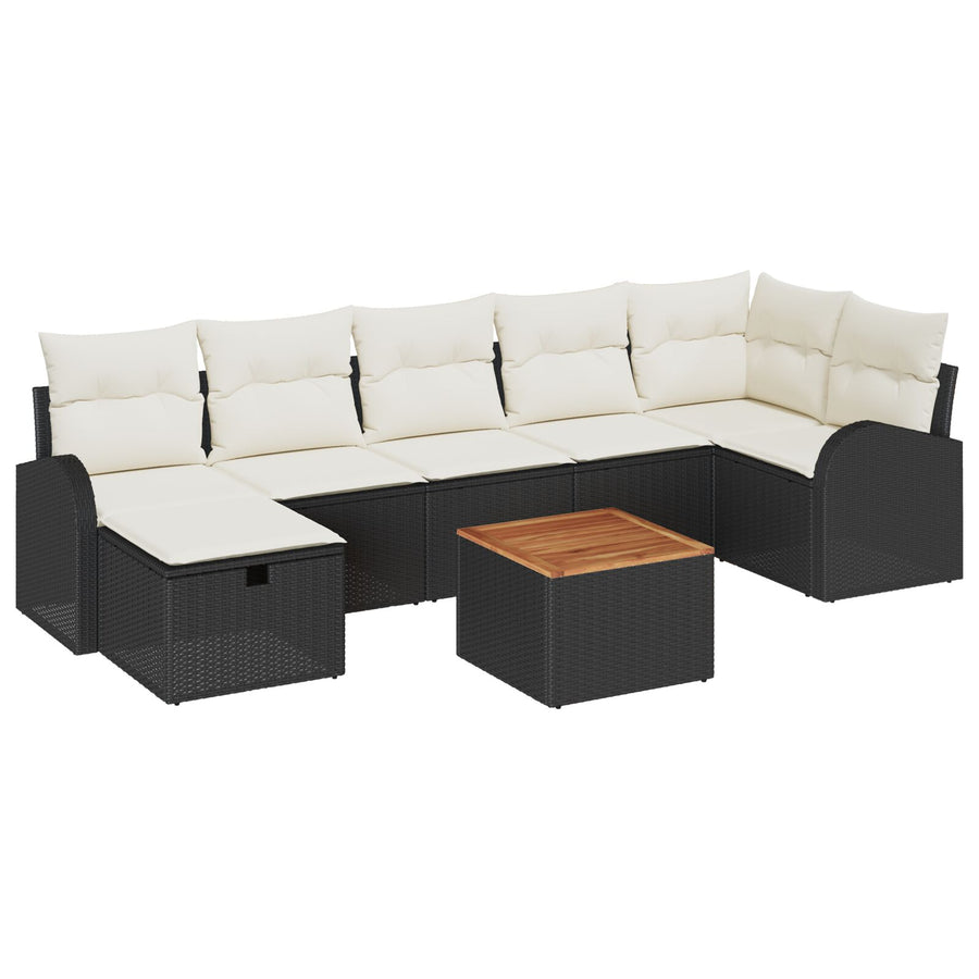 8-Delig Tuin Sofa Set Met Kussens Zwart Poly Rattan