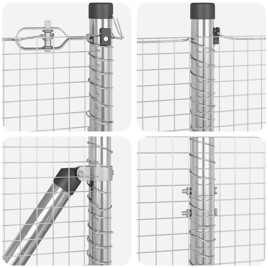 Hekpostenset Set Van 2 Verzinkt Staal 10 X 1,5 M Duurzaam Gegalvaniseerd Staal
