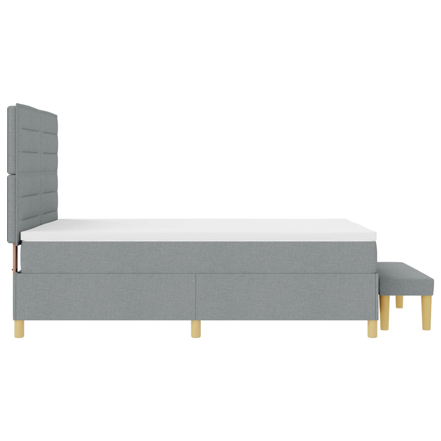 Boxspringbed Met Matras & Bank Stof Lichtgrijs 140 x 200 cm Lijnen ontwerp