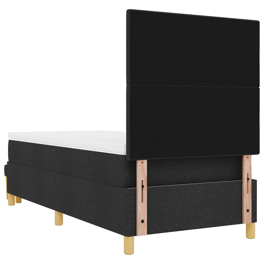Boxspring Bed Met Matras & Bank Stof Zwart 90 x 190 cm Knopen gequilte