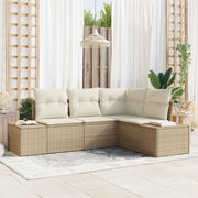 Tuinbankenset 4-delig polyrattan beige