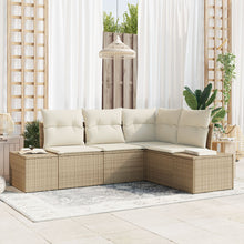 4-Delige Tuinsofa Set Met Kussens Poly Rattan Beige en wit zonder tafel