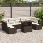 Sofa set with cushion 8 pcs Brown and Cream poly rattan
