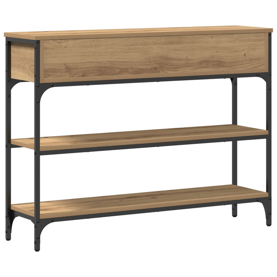 Console Tafel Ambachtelijk Eiken 100X25X75 Cm Bewerkt Hout & Staal