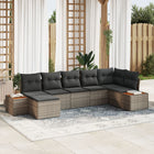 Tuinset poly rattan grijs met kussens 7-delig