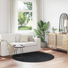 Vloerkleed rond 160 cm donkergrijs polyester