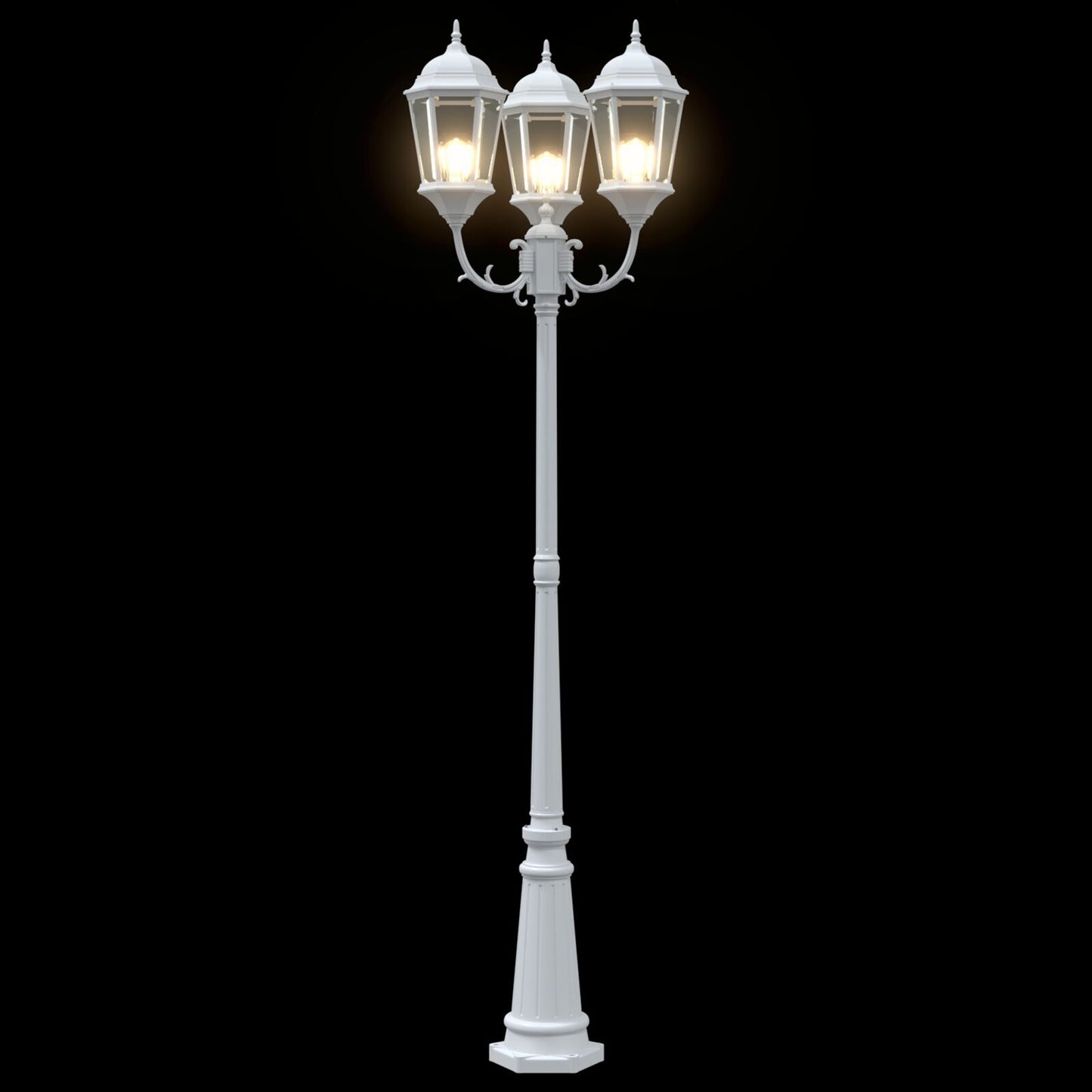 Tuinlampenpaal 3-Lamps E27 220 Cm Aluminium Wit