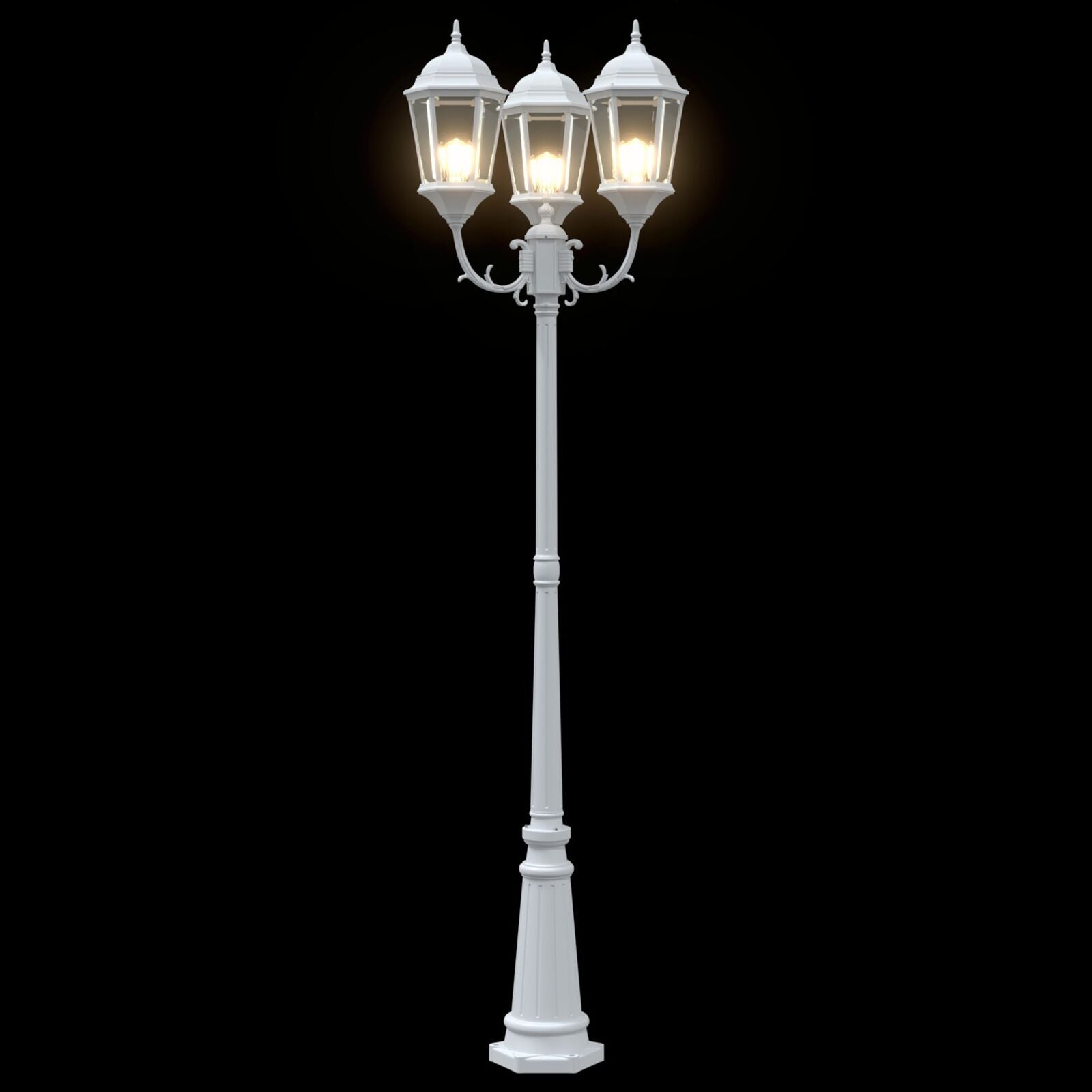 Tuinlampenpaal 3-Lamps E27 220 Cm Aluminium Wit