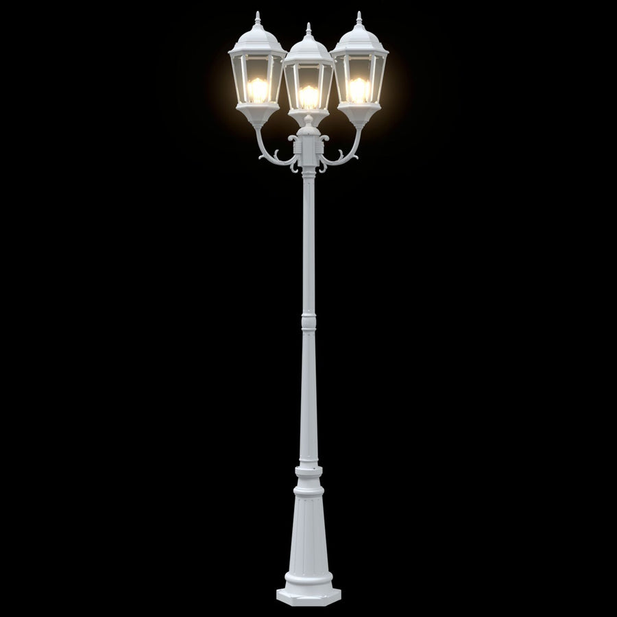 Tuinlampenpaal 3-Lamps E27 220 Cm Aluminium Wit