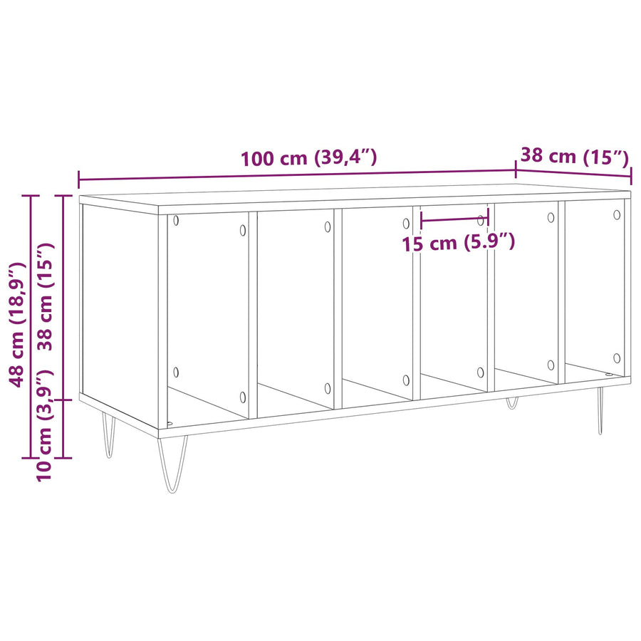 Record Cabinet 100X38X48 Cm Geprefabriceerd Hout Zwart eiken