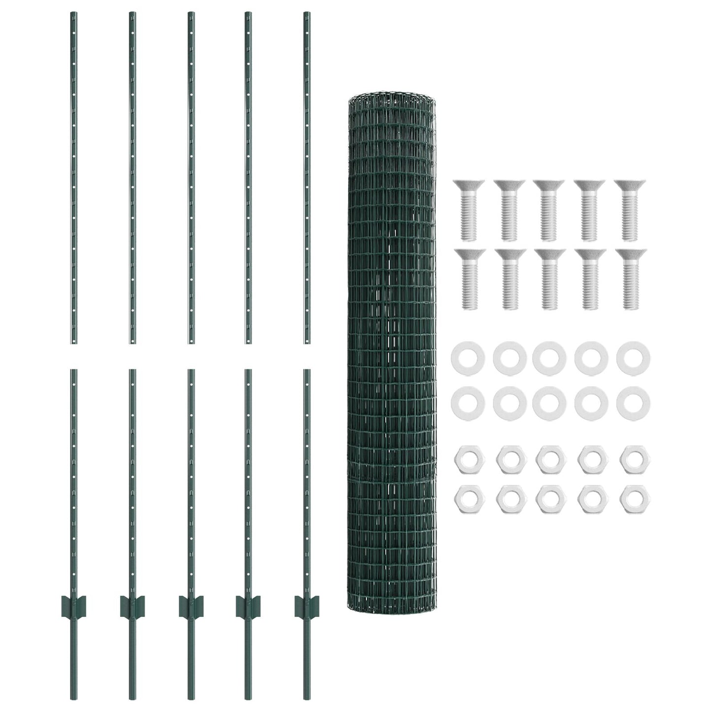 Tuinomheining Set Set Van 2 Groen Gepoedercoat Staal