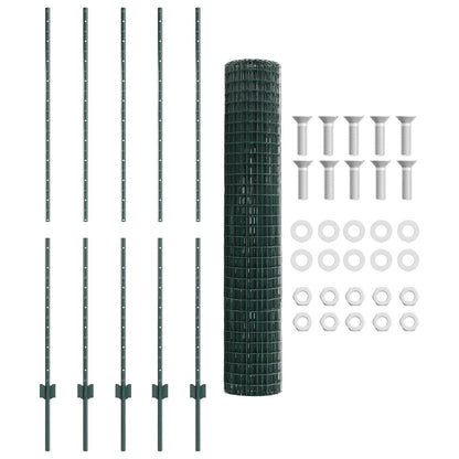Tuinomheining Set Set Van 2 Groen Gepoedercoat Staal