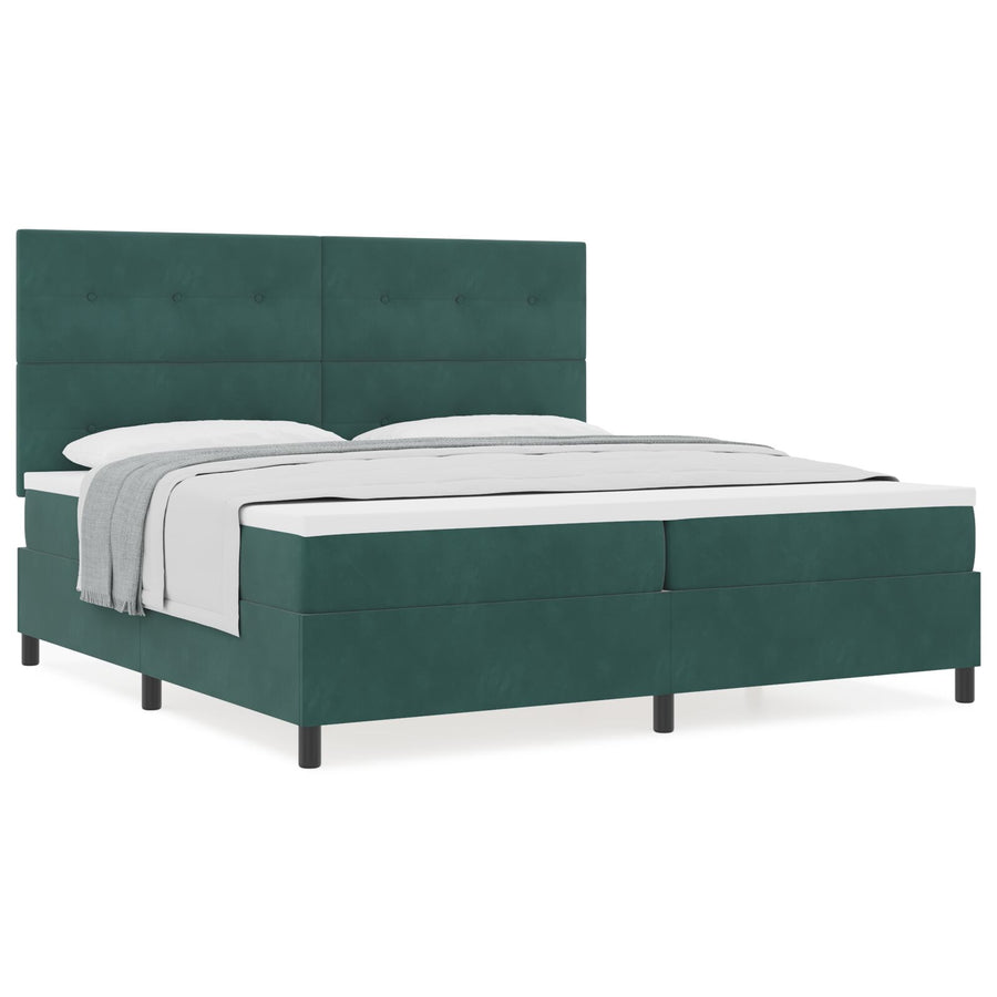 Boxspring Bed Met Matras Donkergroen 200X200 Cm Fluweel Blauw