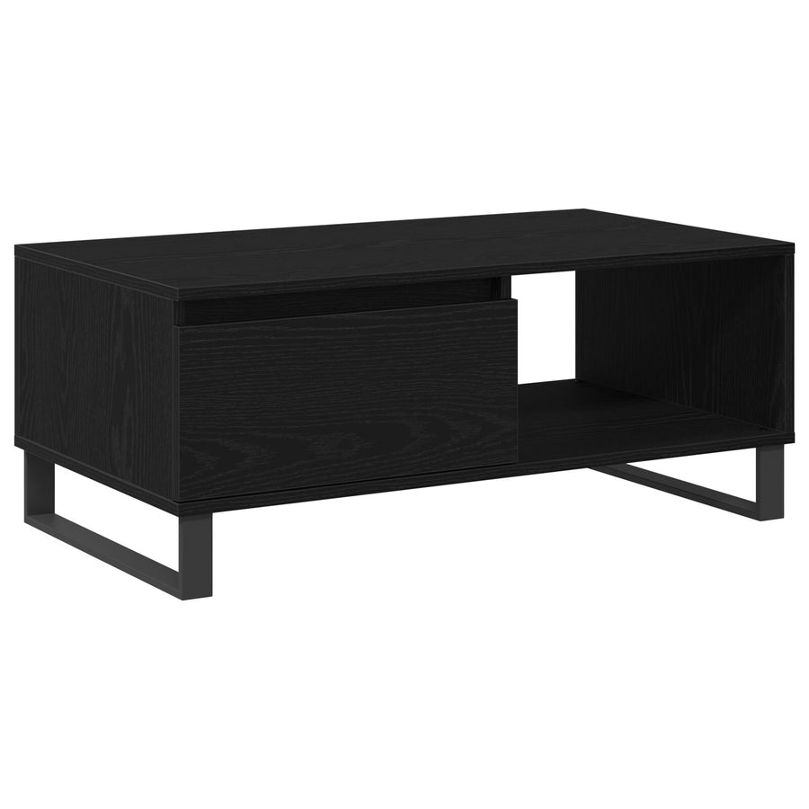 Salontafel 90X50X36,5 Cm Bewerkt Hout Zwart eiken