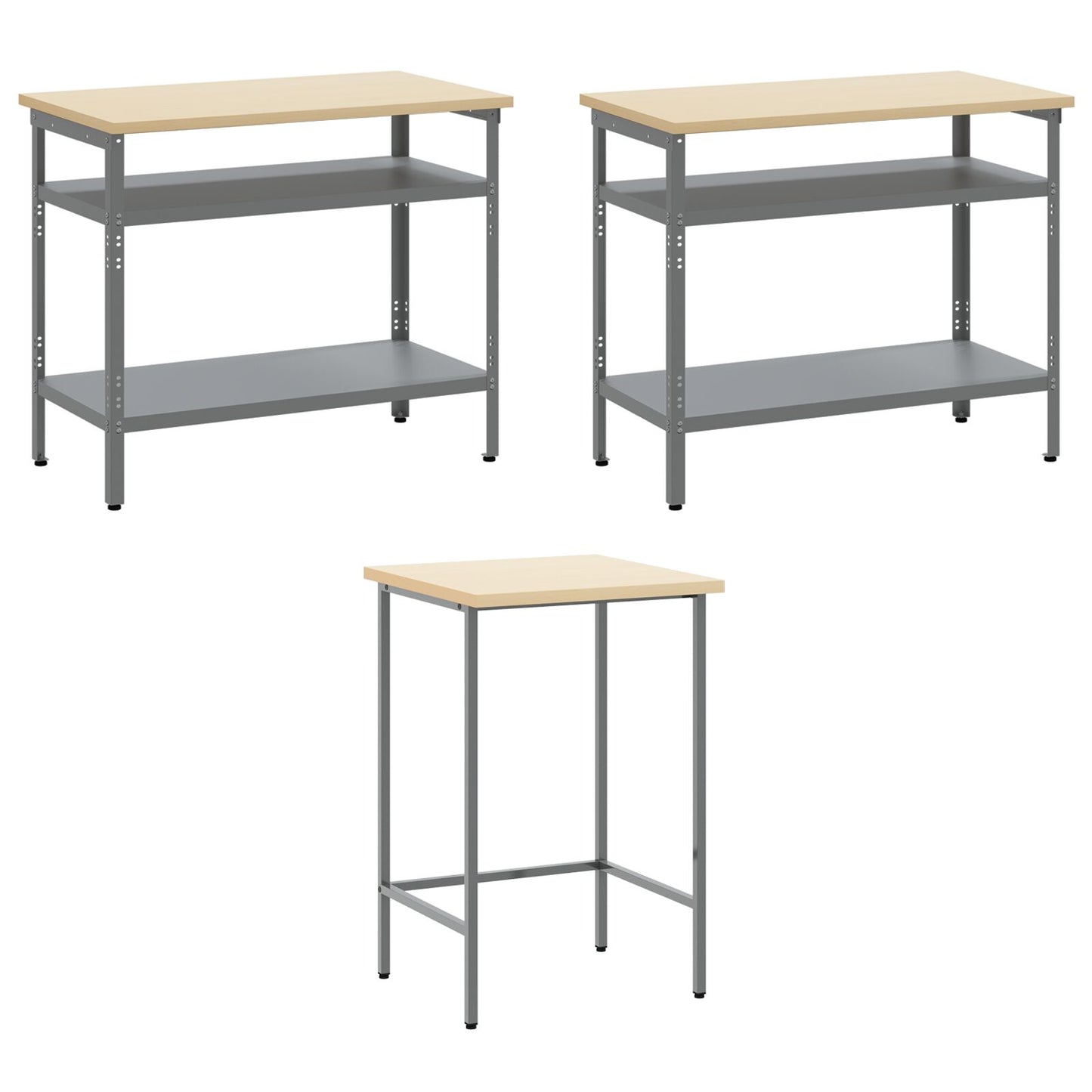 10-Delige Gereedschapsopslag Tafelset In Engineering Hout En Metaal 100 cm kast met pegboard Rood 3x tafel + 4x kast + 6x pegboard