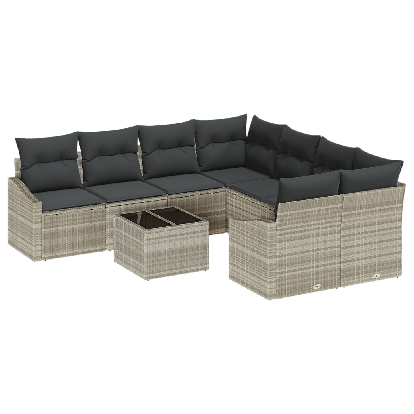 9-Delige Tuin Sofa Set Met Kussens Lichtgrijs Poly Rattan