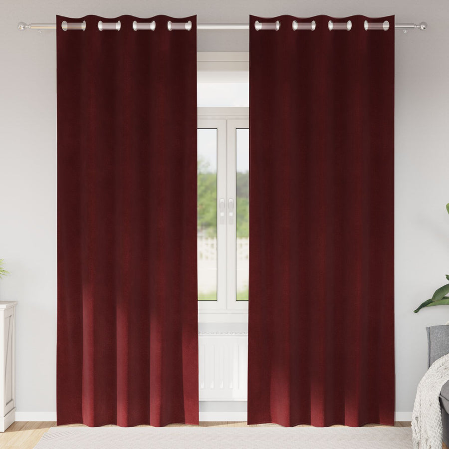 Blackout Gordijnen 2 Stuks Fluweel Wijnrood 140 x 260 cm met oogjes