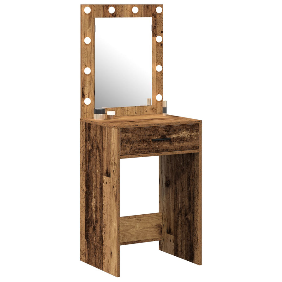 Kaptafel Met Led-Verlichting Oud hout 50 x 41 x 135 cm