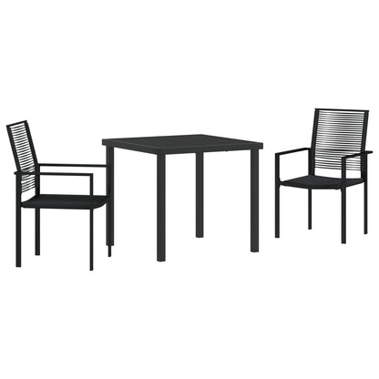 3-Delige Tuin Eetset Zwart Pvc Riet