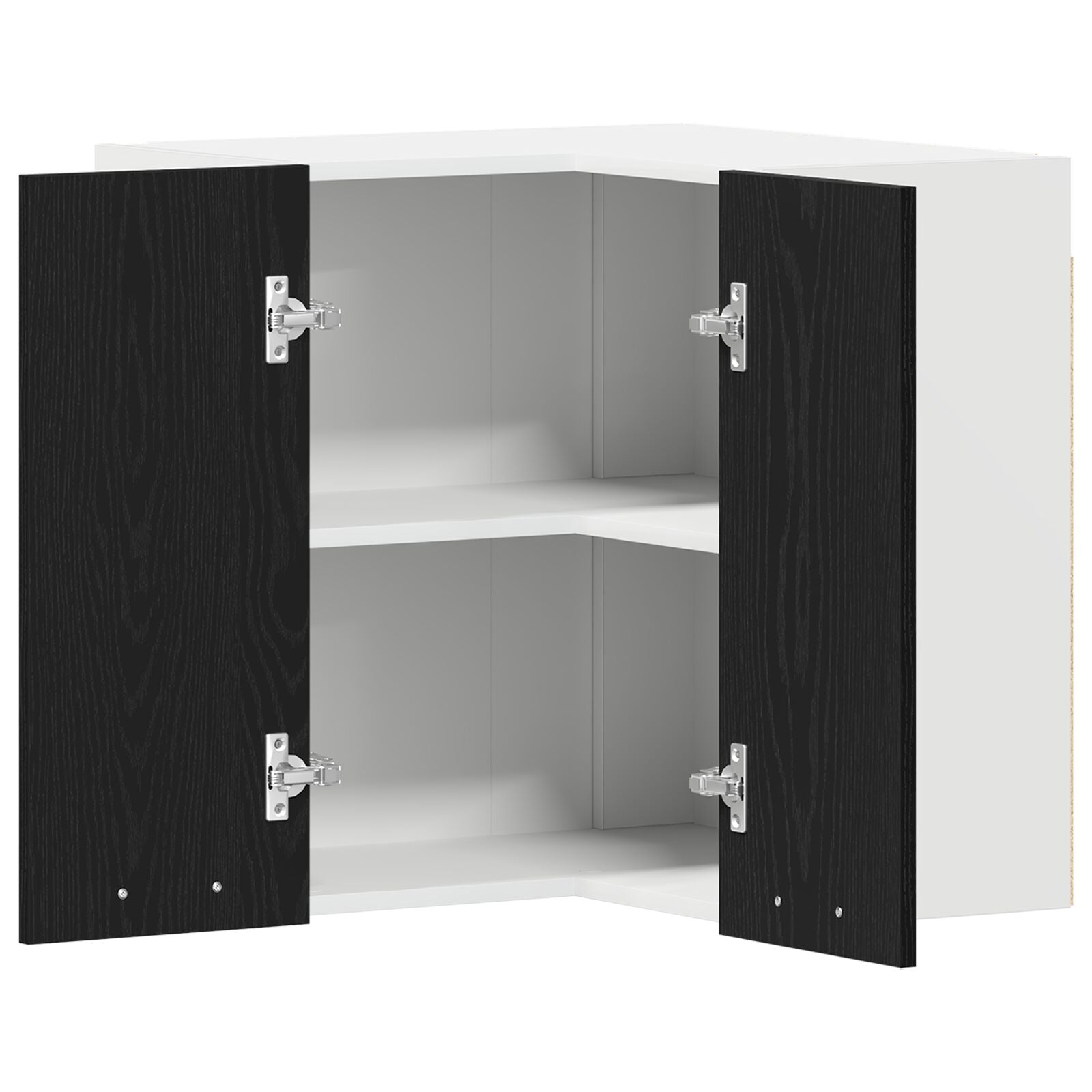 Hangende Hoekkast - Zwart Eiken - 57X57X60 Cm - Gemaakt Van Bewerkt Hout