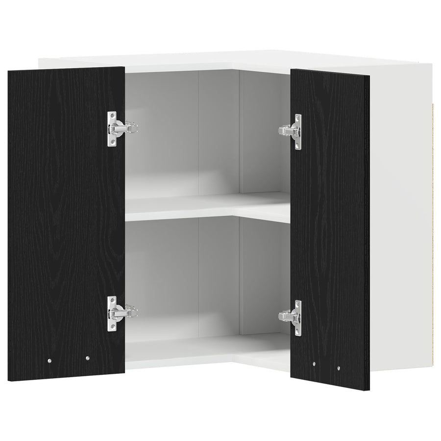 Hangende Hoekkast - Zwart Eiken - 57X57X60 Cm - Gemaakt Van Bewerkt Hout