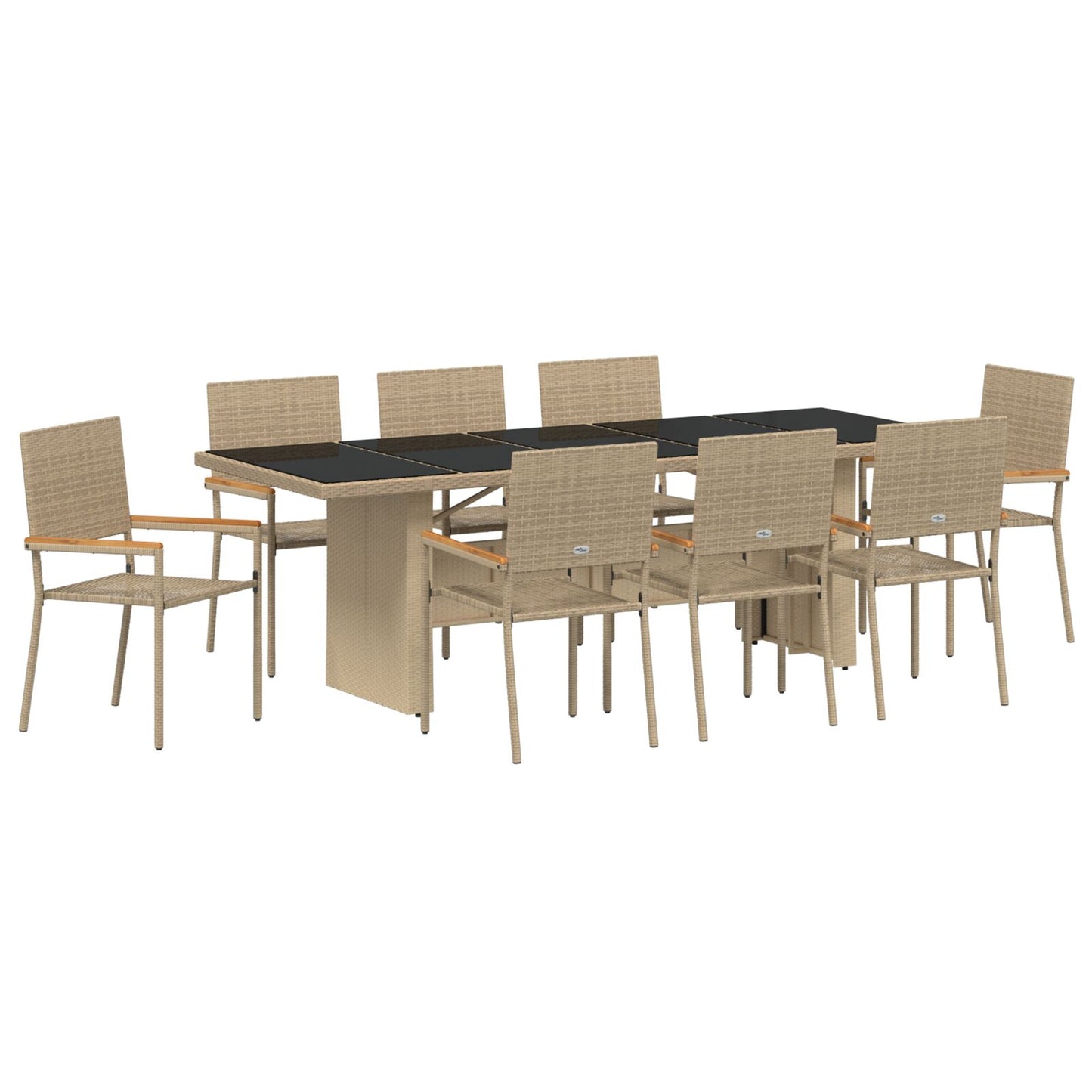 9-Delige Tuin Eetset Beige Poly Rattan Wit